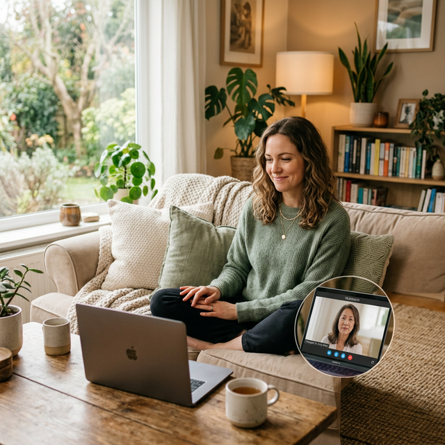 Ambiente acolhedor de psicoterapia
